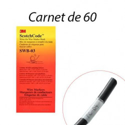 3M 80781 - Carnet 60 étiquettes 25,4x25,4mm pour câbles 8 à 15mm