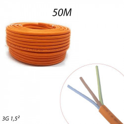 Câble anti-feu CR1 pour sécurité incendie 3G1,5mm Couronne 50ml