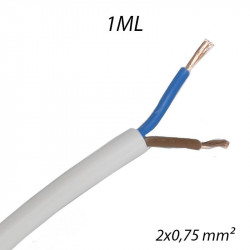 Câble électrique souple HO5VV-F 2X0,75 mm Blanc Coupe au mètre