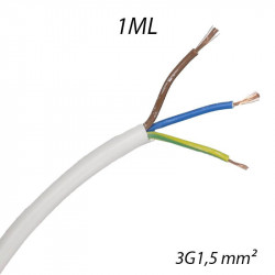Câble électrique souple HO5VV-F 3G1,5 mm Blanc Coupe au mètre