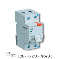 Disjoncteur différentiel 10A 300mA AC 6kA - Digital 03311
