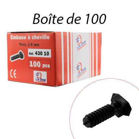 Eurohm 43010 - Embase cheville standard pour coliers  9mm - 100 pièces