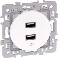Chargeur Square blanc double USB type-A 11W - EUROHM 60229