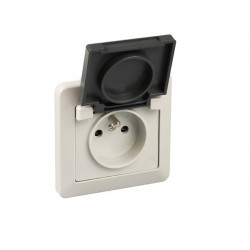 EUROHM 60760 - Prise, 2 postes + T, IP44, gris - FC