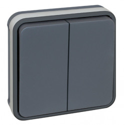 EUROHM 60882 - Double Va et Vient Oxxo Gris Encastré IP55 - FC