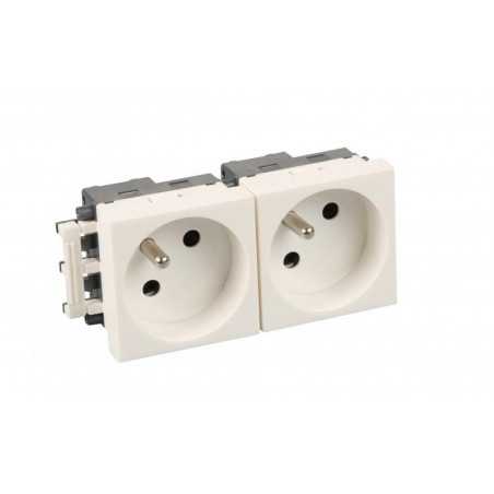 EUROHM 61402 - Bloc de 2 prises 16A blanche clipsage goulotte