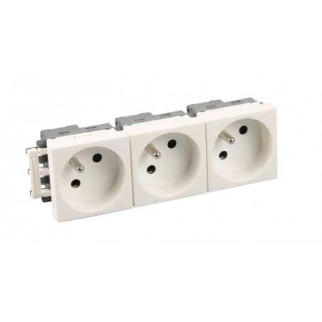 EUROHM 61403 - Bloc de 3 prises, 16A, 45/45, Blanc 