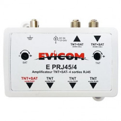 EVICOM EPRJ45/4 - Amplificateur d'antenne TNT-SAT sur prises RJ 4 sorties