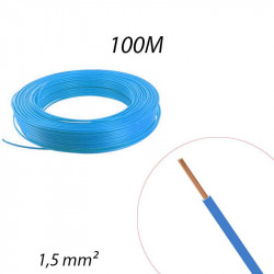 Fil électrique rigide HO7 V-U 1,5mm² Bleu Couronne de 100ml