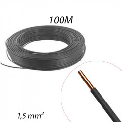 Fil électrique rigide HO7 V-U 1,5mm² Noir Couronne de 100ml