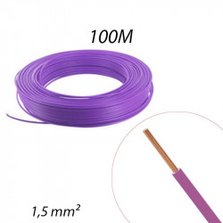 Fil électrique rigide HO7 V-U 1,5mm² Violet Couronne de 100ml