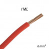 Fil électrique rigide HO7 V-R 6mm² Rouge, Coupe au mètre 