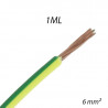 Fil électrique rigide HO7 V-R 6mm² Vert/Jaune, Coupe au mètre 