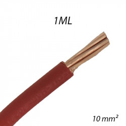 Fil électrique rigide HO7 V-R 10mm² Rouge, Coupe au mètre