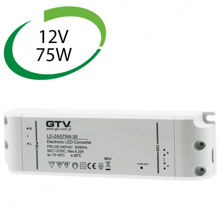 GTV LD-ZAS75W-30N (F) Transformateur LED, 75W, 12V DC