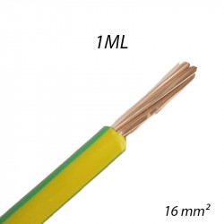 Fil électrique rigide HO7 V-R 16mm² Vert/Jaune, Coupe au mètre