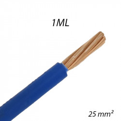 Fil électrique rigide HO7 V-R 25mm² Bleu, Coupe au mètre