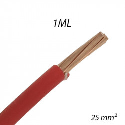 Fil électrique rigide HO7 V-R 25mm² Rouge, Coupe au mètre