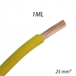 Fil électrique rigide HO7 V-R 25mm² Vert/Jaune, Coupe au mètre