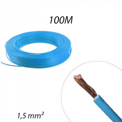 Fil électrique souple HO7 V-K 1,5mm² Bleu, Couronne de 100ml