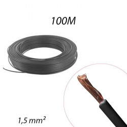 Fil électrique souple HO7 V-K 1,5mm² Noir, Couronne de 100ml