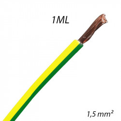 Fil électrique souple HO7 V-K 1,5mm² Vert/Jaune, Coupe au mètre