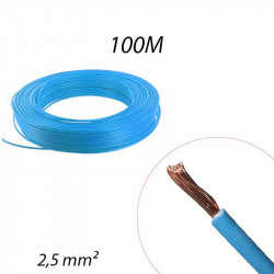 Fil électrique souple HO7 V-K 2.5mm² Bleu, Couronne de 100ml
