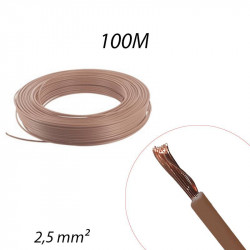 Fil électrique souple HO7 V-K 2,5mm² Marron, Couronne de 100ml