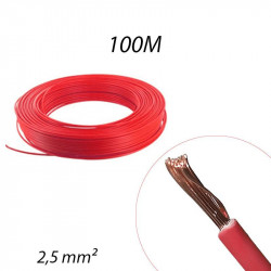 Fil électrique souple HO7 V-K 2,5mm² Rouge, Couronne de 100ml
