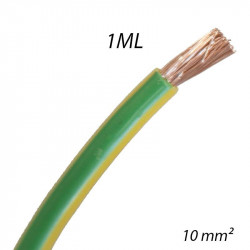 Fil électrique souple HO7 V-K 10mm² Vert/Jaune, Coupe au mètre