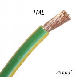 Fil électrique souple HO7 V-K 25mm² Vert/Jaune, Coupe au mètre