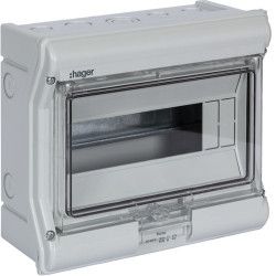 Coffret étanche Hager Vector IP55 1 Rangée 8+2 modules - VE110F