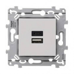 Chargeur  USB A+C double Essensya Pure - HAGER WE113