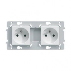 Prise de courant double 16A avec terre Essensya Pure - HAGER WE122