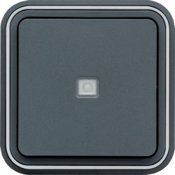 HAGER WNE023 - Poussoir, à voyant témoin, Cubyko, Complet, Encastré, Gris - FC