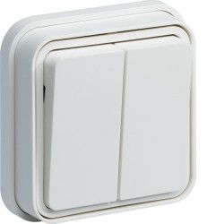 Double interrupteur Cubyko encastré Blanc - HAGER WNE040B