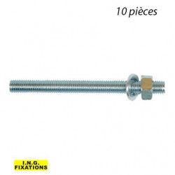 Tige filetée avec écrou+rondelle M8 10pcs - ING A060065