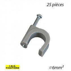 ING A322060-25 - Pontet fixation rapide de câbles électriques 6mm Grise (25PCS)