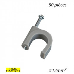 ING A322120 - Pontet fixation rapide de câbles électriques 12mm Grise (50PCS)