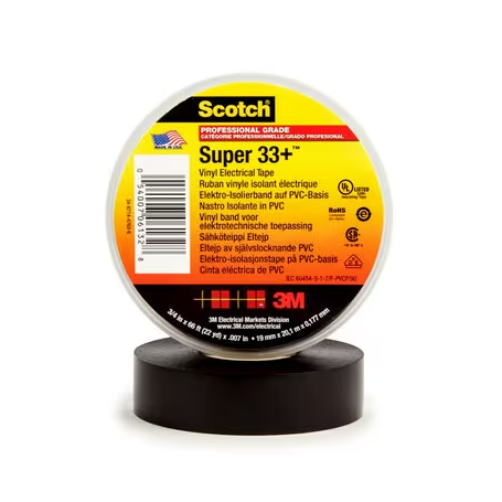 3M 80021 - Scotch® Super 33+ Ruban isolant électrique haute perf. Noir 19mm x 20m