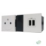LEGRAND 077595 - Prise de courant 2P+T+ chargeur 2 USB, Blanc, Mosaic