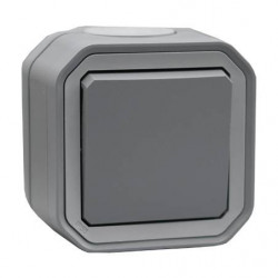 Bouton poussoir Plexo Gris étanche saillie complet - LEGRAND 069720L
