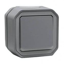 Bouton poussoir lumineux Plexo Gris étanche saillie complet - LEGRAND 069722L