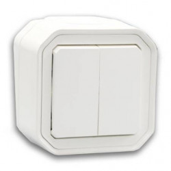 Commande double Plexo Blanc 3 fonctions étanche saillie complet - LEGRAND 069755L
