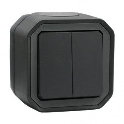 Commande double Plexo Anthracite 3 fonctions étanche saillie complet - LEGRAND 069775L
