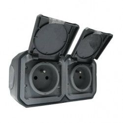 Plexo Prise double 2P+T saillie Anthracite - 069788L