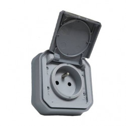 LEGRAND 069831L - Prise de courant étanche Plexo Gris Encastré complet
