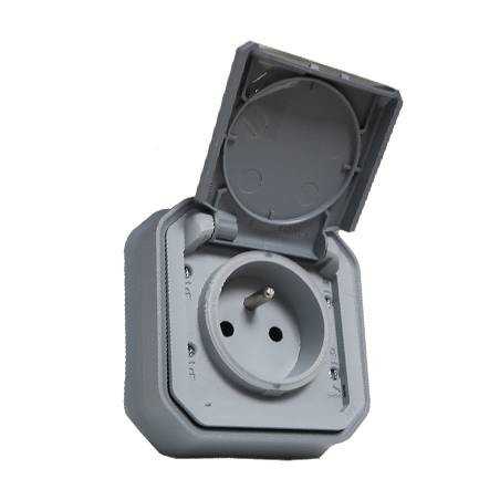 Plexo Prise simple 2P+T encastré Gris