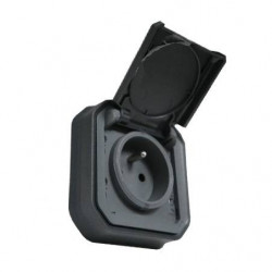 LEGRAND 069860L - Prise étanche Plexo Anthracite 2P+T 16A encastré complet