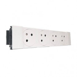 Legrand 077104L - Mosaic Bloc 4 Prises Blanc pour Goulotte